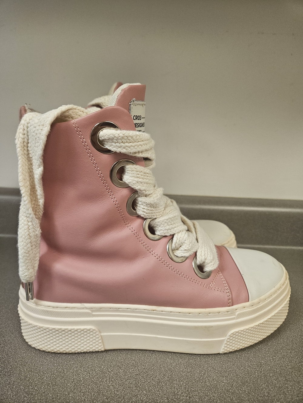 High-Top Platform Sneakers - Pink/White - Picture 7 of 14